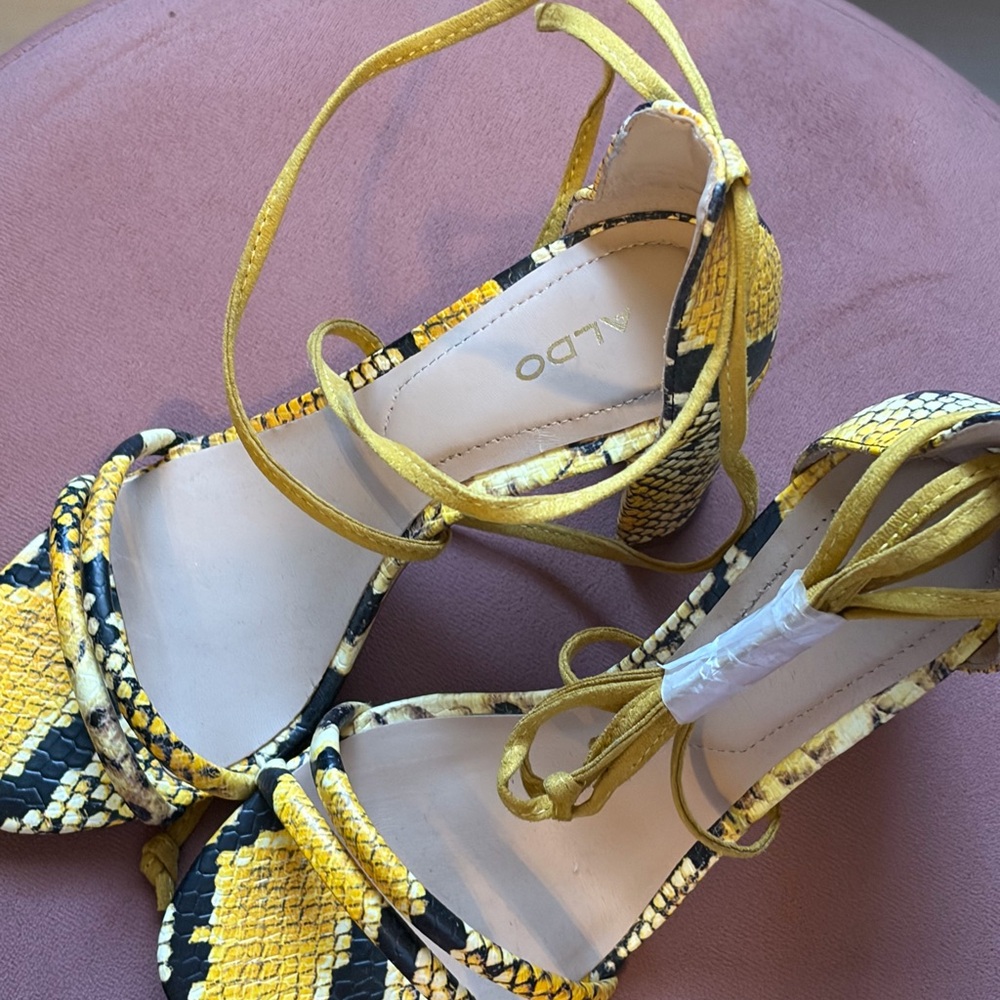 ALDO Yellow and Black Snakeskin Heels